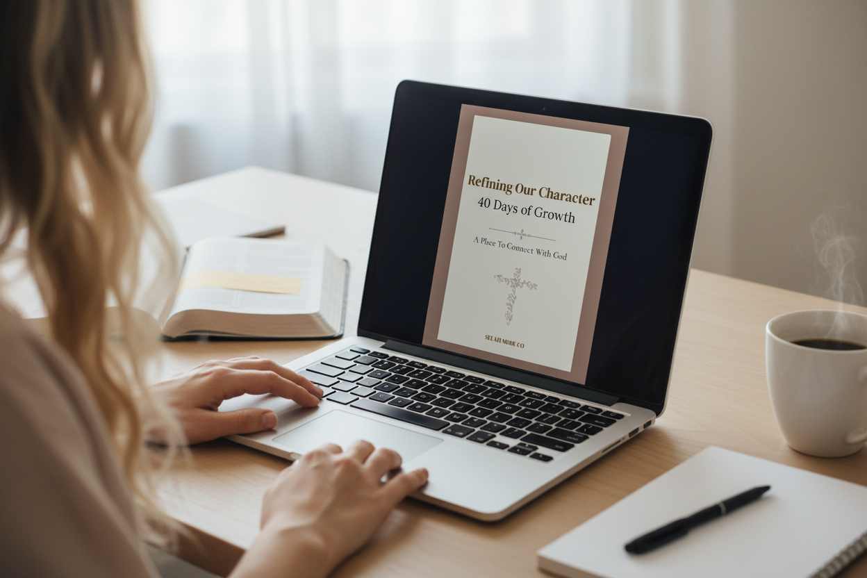 Close-up MacBook with journal cover